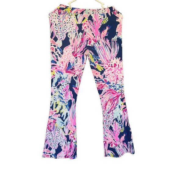 Lilly Pulitzer Girls Multicolor Tropical Flare Pull On Wide Leg Pants XL 12-14 - Picture 2 of 6